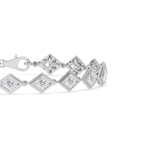 Matilda geometric bezel line lab grown diamond bracelet in white gold - view 5