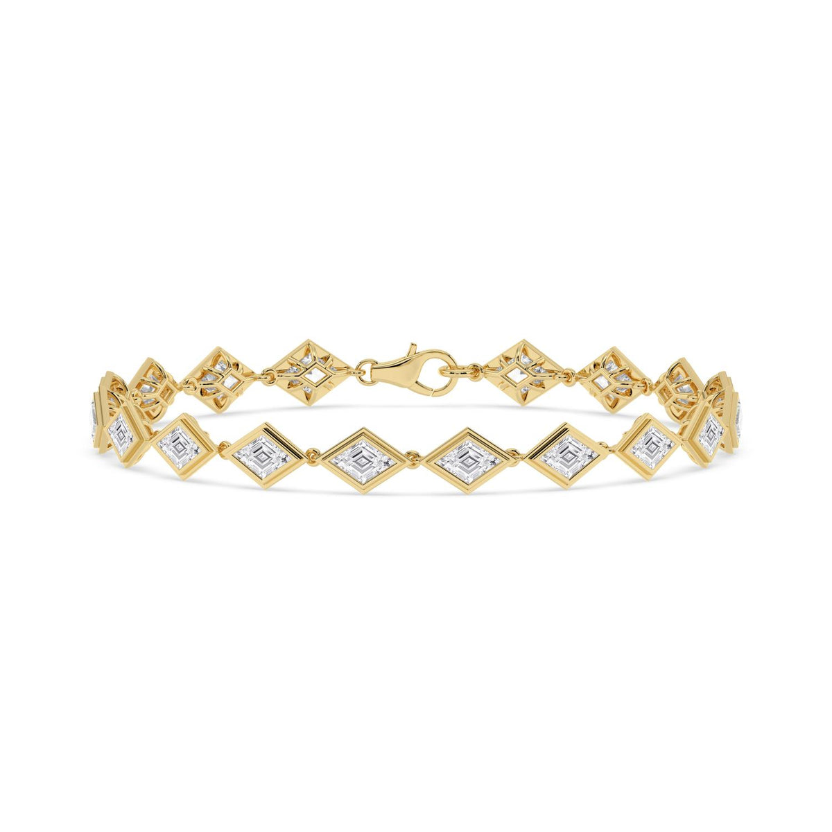 Matilda geometric bezel line lab grown diamond bracelet in yellow gold - view 1