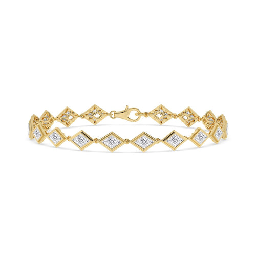 Matilda geometric bezel line lab grown diamond bracelet in yellow gold - view 1
