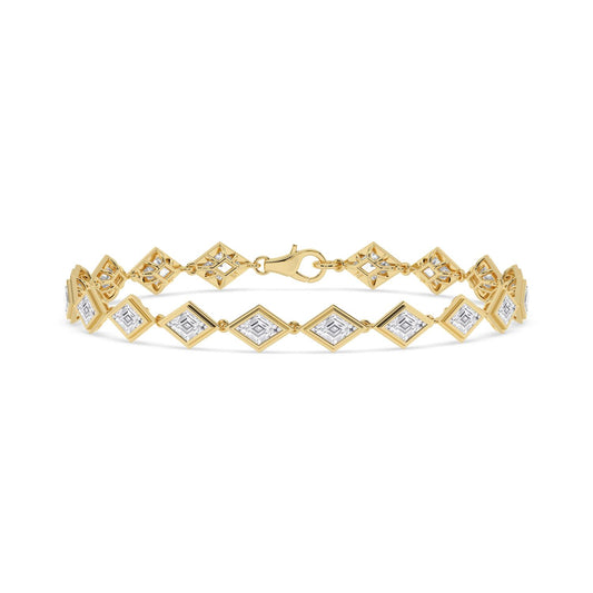 Matilda geometric bezel line lab grown diamond bracelet in yellow gold - view 1