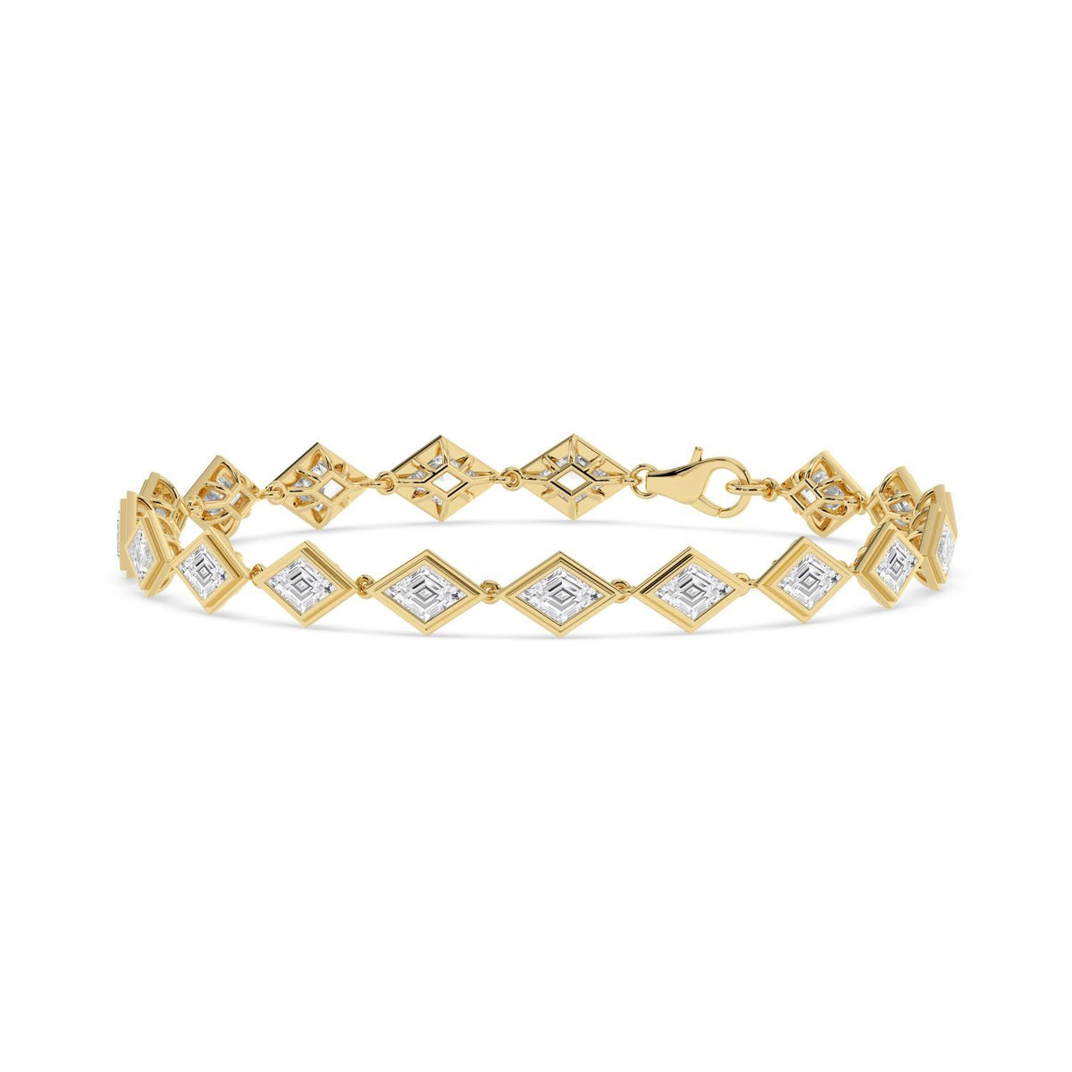 Matilda geometric bezel line lab grown diamond bracelet in yellow gold - view 3