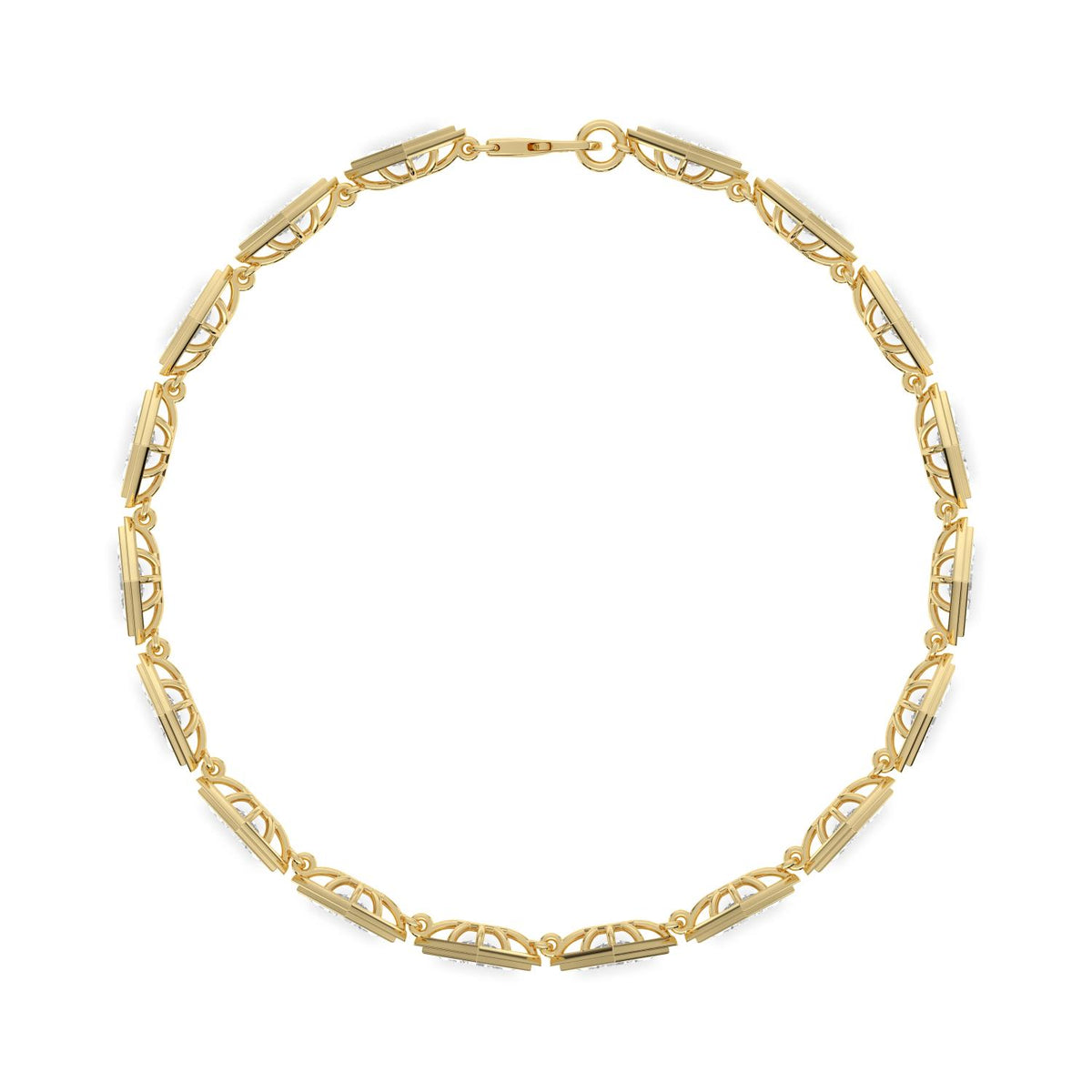 Matilda geometric bezel line lab grown diamond bracelet in yellow gold - view 4