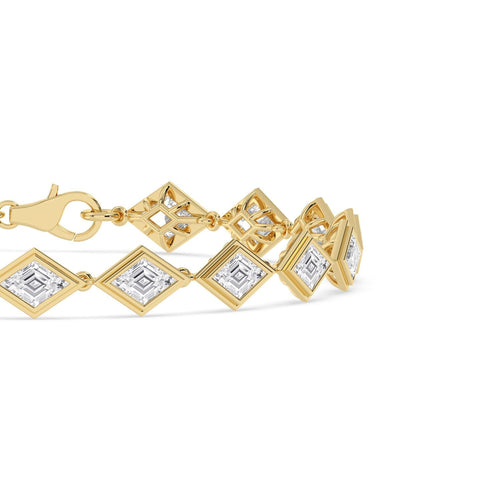 Matilda geometric bezel line lab grown diamond bracelet in yellow gold - view 5