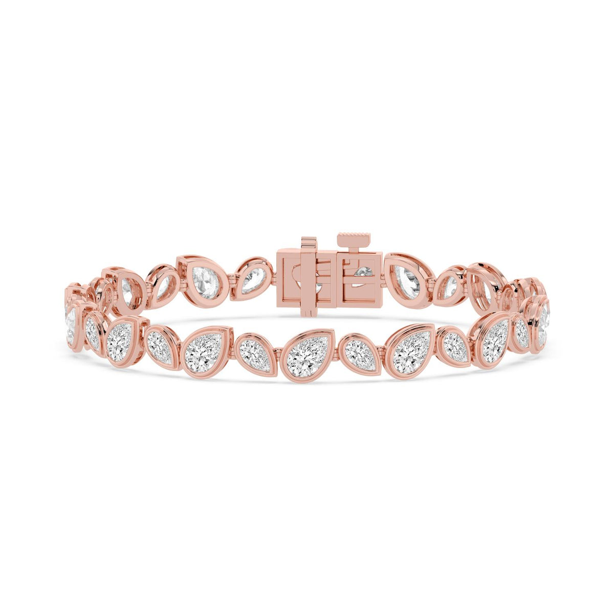 Melina pear bezel line lab grown diamond bracelet in rose gold - view 1