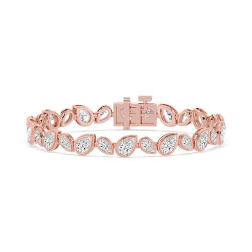 Melina pear bezel line lab grown diamond bracelet in rose gold - view 1