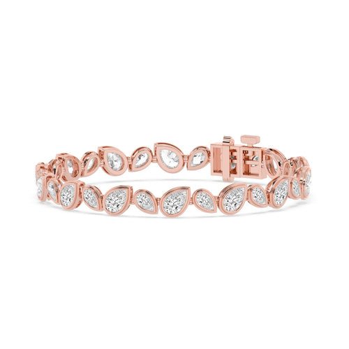 Melina pear bezel line lab grown diamond bracelet in rose gold - view 3