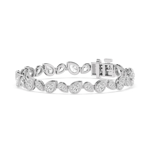 Melina pear bezel line lab grown diamond bracelet in white gold - view 3