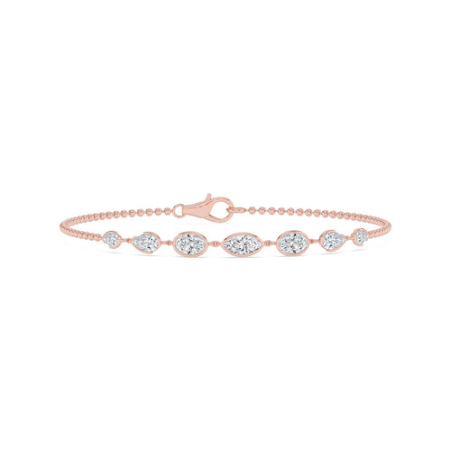 Mira graduated diamond chain lab grown diamond bracelet in rose gold - view 1
