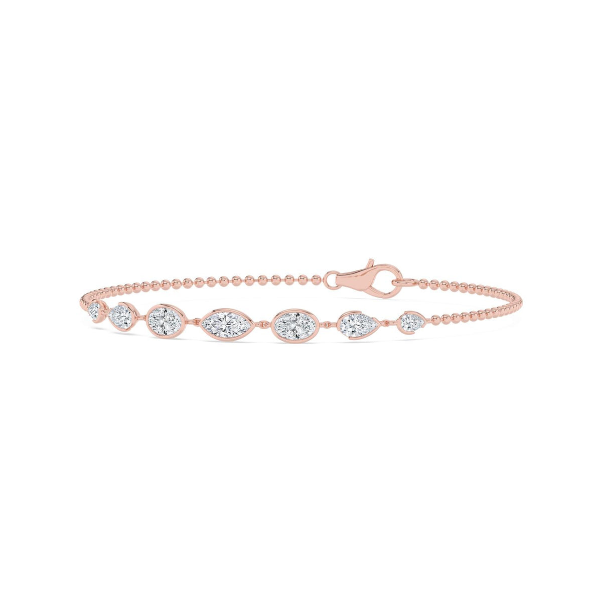 Mira graduated diamond chain lab grown diamond bracelet in rose gold - view 3