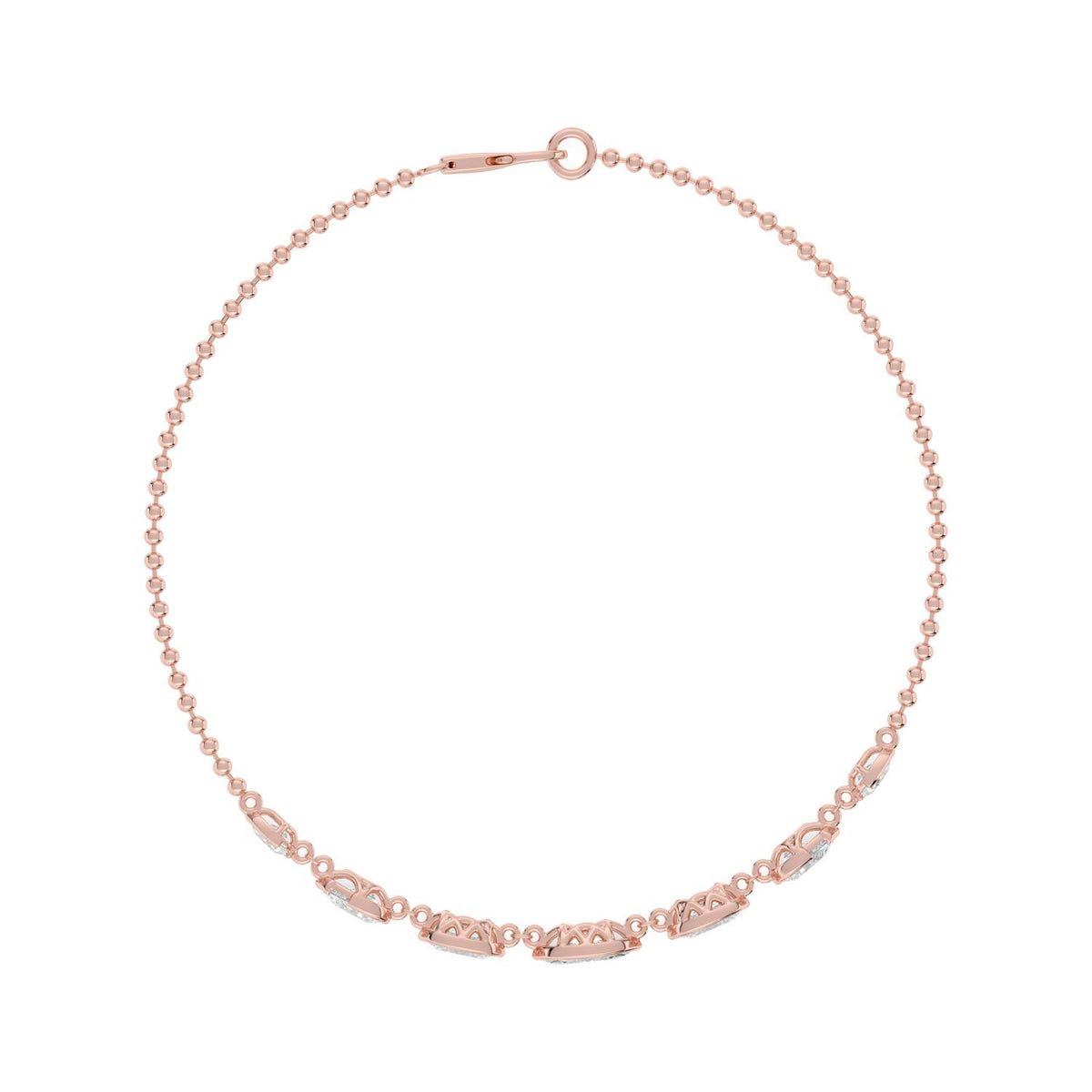 Mira graduated diamond chain lab grown diamond bracelet in rose gold - view 4
