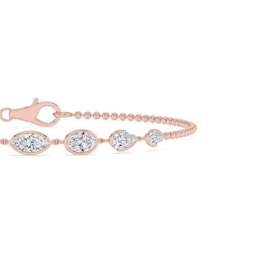 Mira graduated diamond chain lab grown diamond bracelet in rose gold - view 5