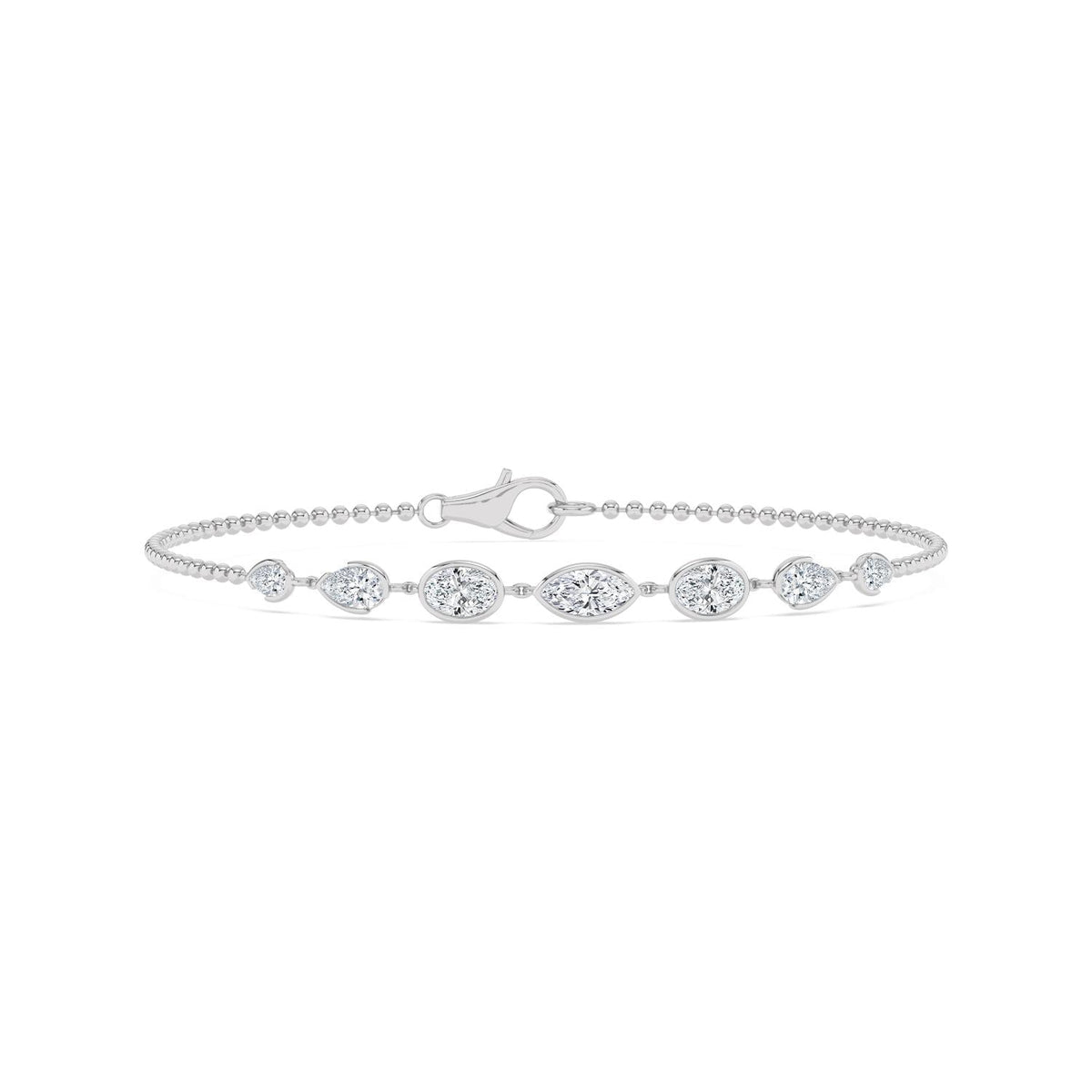 Mira graduated diamond chain lab grown diamond bracelet in white gold - view 1