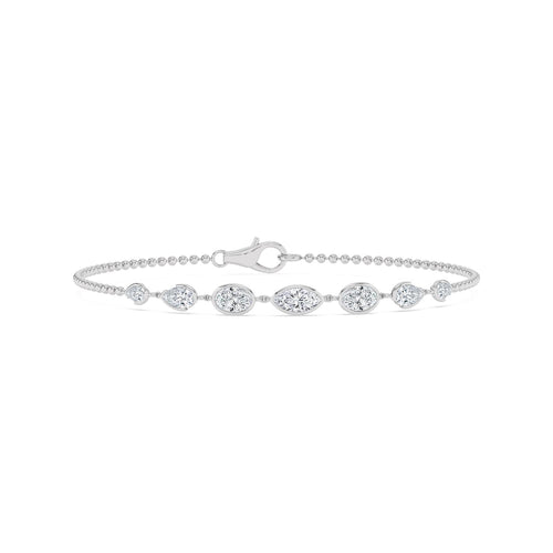 Mira graduated diamond chain lab grown diamond bracelet in white gold - view 1