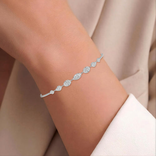 Mira graduated diamond chain lab grown diamond bracelet in white gold - view 2