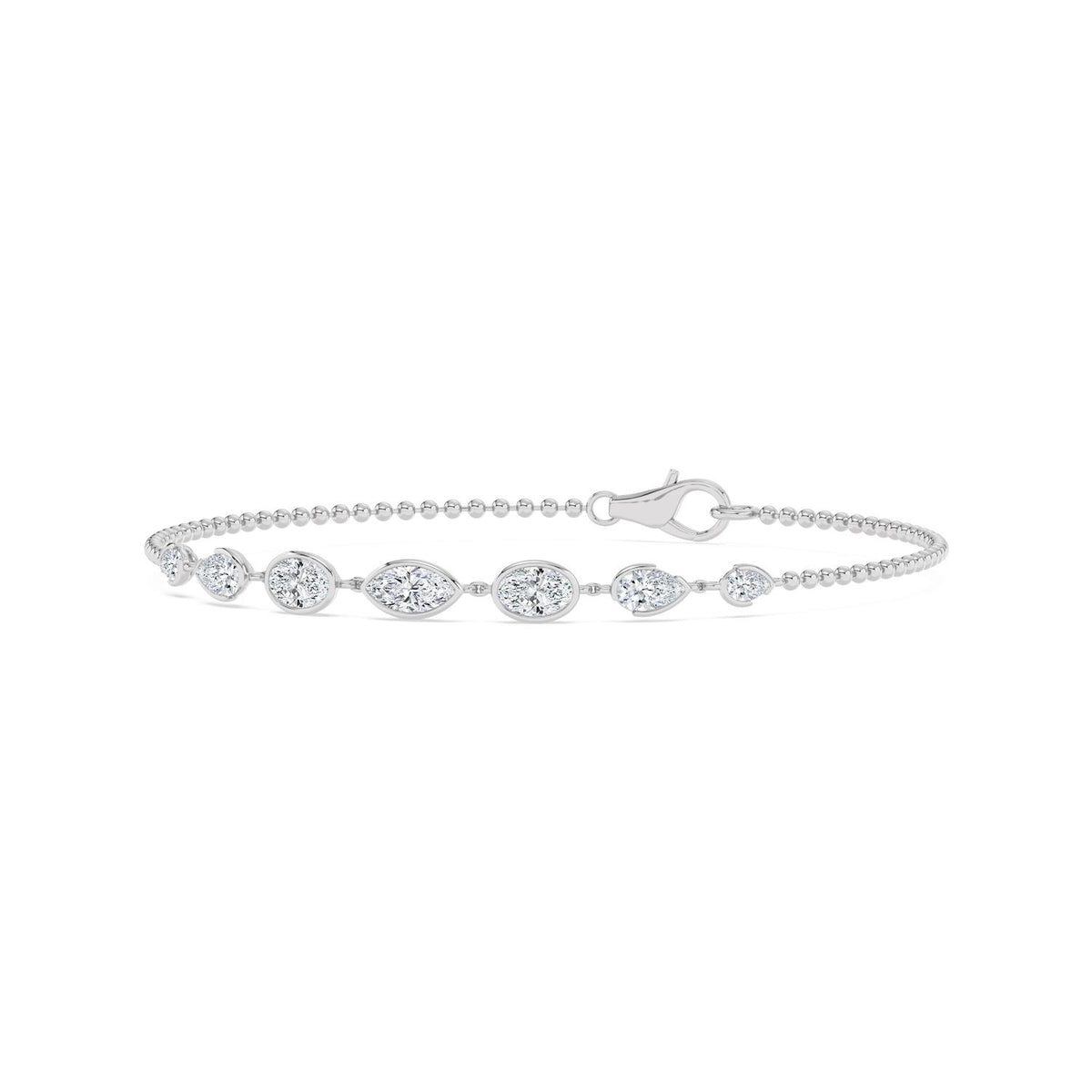 Mira graduated diamond chain lab grown diamond bracelet in white gold - view 3
