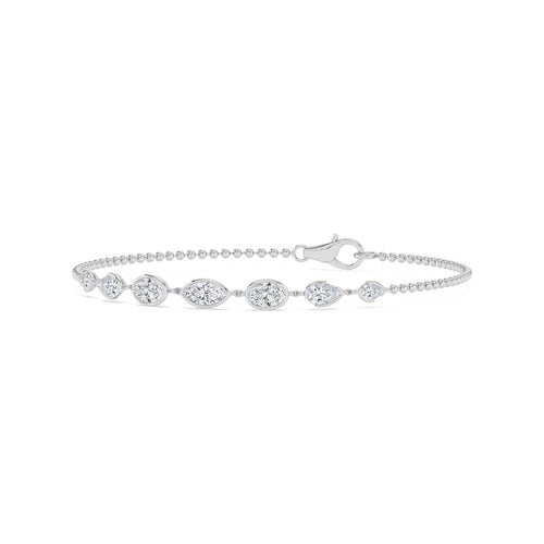 Mira graduated diamond chain lab grown diamond bracelet in white gold - view 3