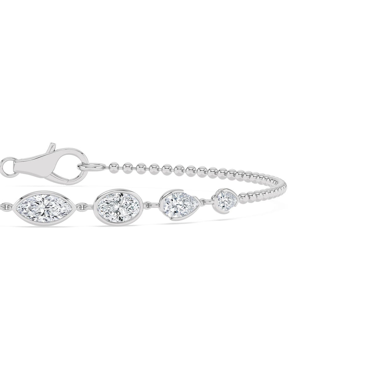 Mira graduated diamond chain lab grown diamond bracelet in white gold - view 5