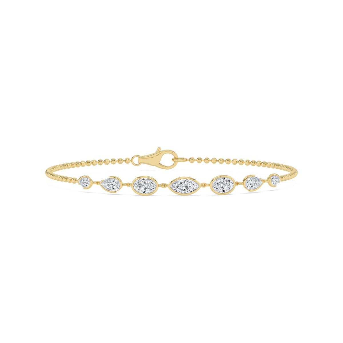 Mira graduated diamond chain lab grown diamond bracelet in yellow gold - view 1