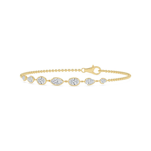 Mira graduated diamond chain lab grown diamond bracelet in yellow gold - view 3
