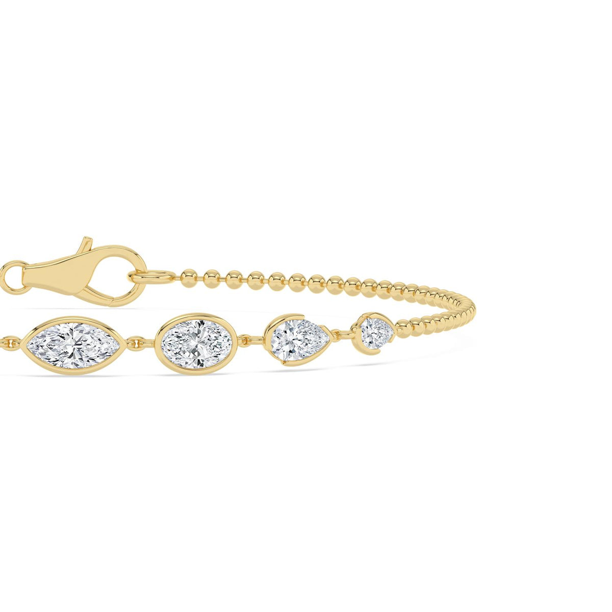 Mira graduated diamond chain lab grown diamond bracelet in yellow gold - view 5