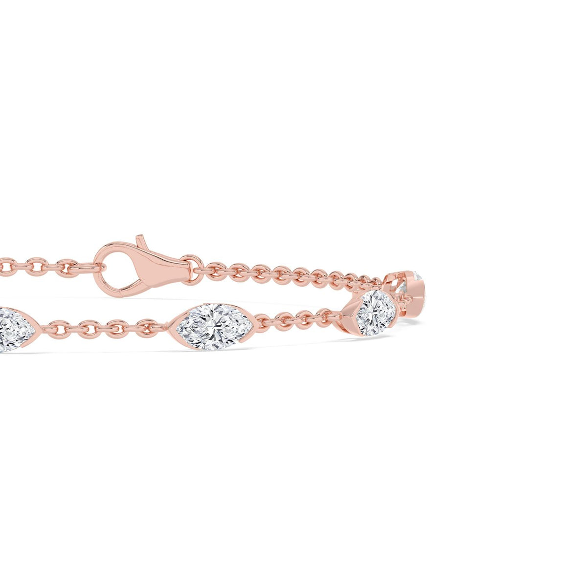 Mirabelle marquise diamond station lab grown diamond bracelet in rose gold - view 5
