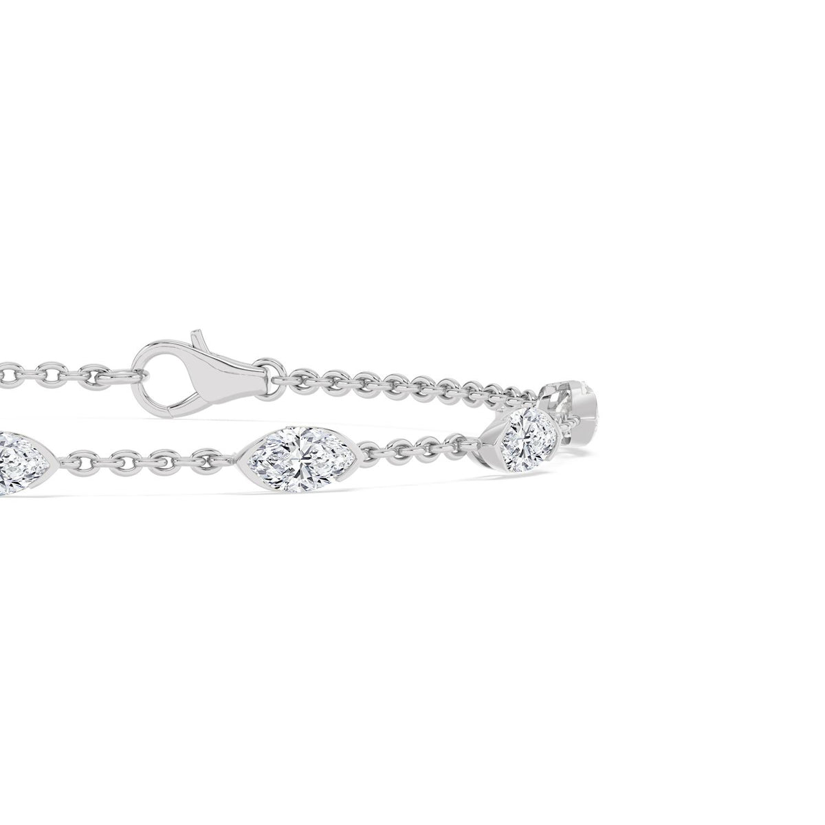 Mirabelle marquise diamond station lab grown diamond bracelet in white gold - view 5