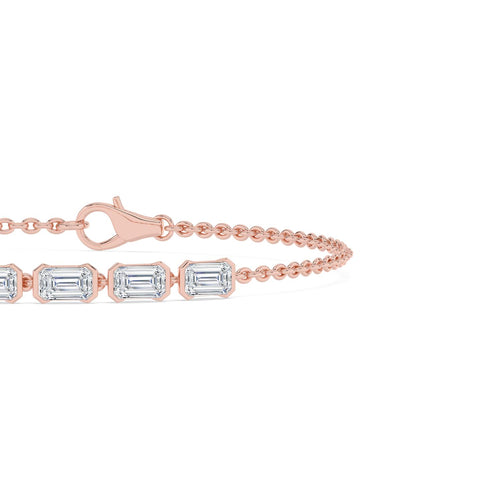 Nadia east-west emerald chain lab grown diamond bracelet in rose gold - view 5