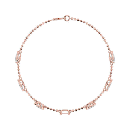 Naomi mixed shape station chain lab grown diamond bracelet in rose gold - view 4