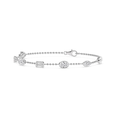 Naomi mixed shape station chain lab grown diamond bracelet in white gold - view 3