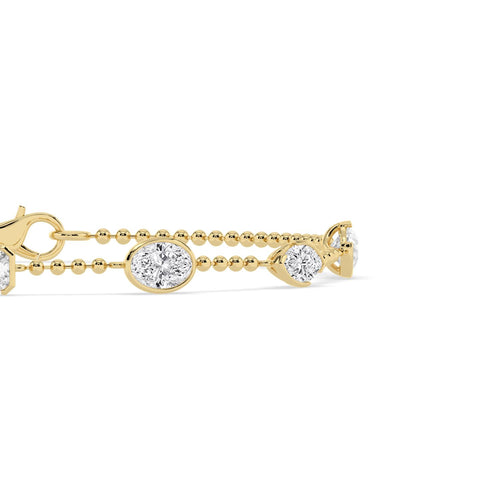 Naomi mixed shape station chain lab grown diamond bracelet in yellow gold - view 5