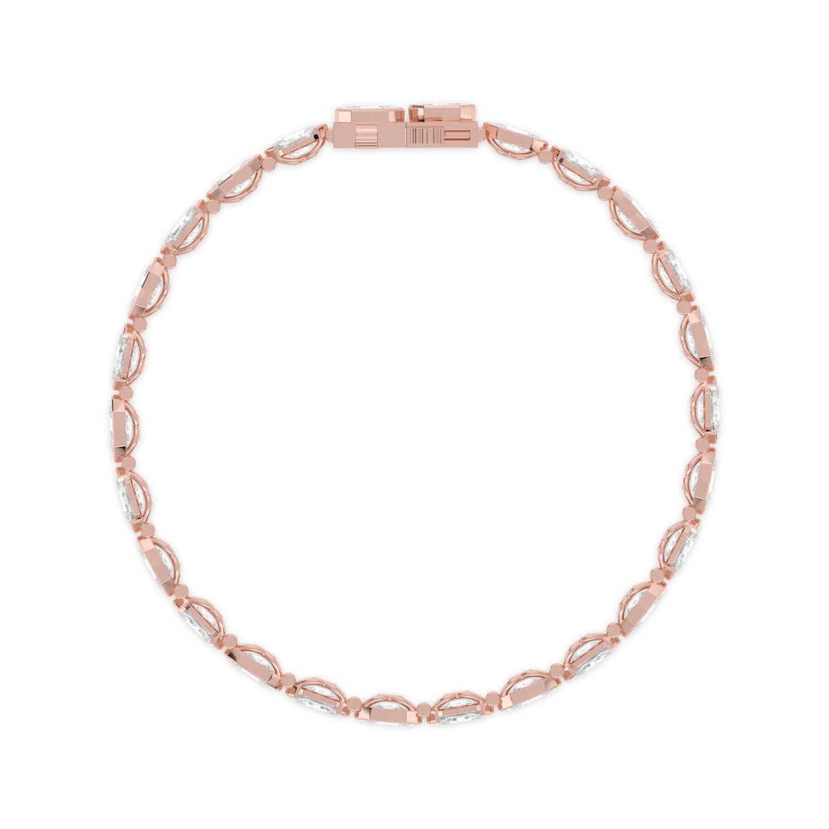 Natalia angled oval diamond line lab grown diamond bracelet in rose gold - view 4
