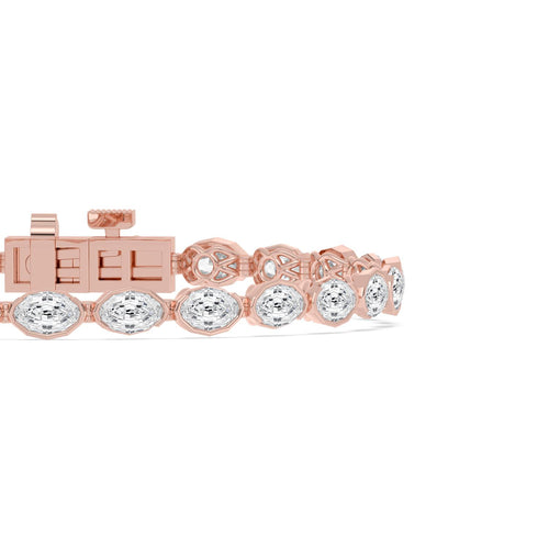 Natalia angled oval diamond line lab grown diamond bracelet in rose gold - view 5