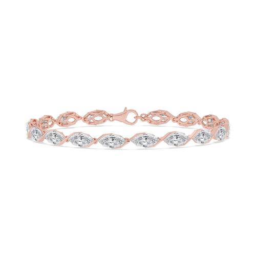 Nerissa angled marquise diamond line lab grown diamond bracelet in rose gold - view 1