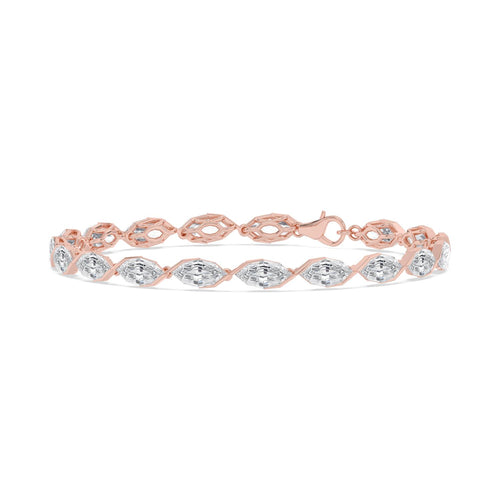 Nerissa angled marquise diamond line lab grown diamond bracelet in rose gold - view 3