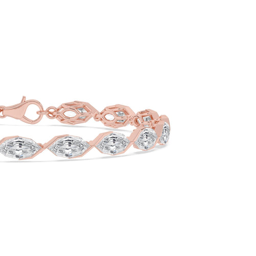 Nerissa angled marquise diamond line lab grown diamond bracelet in rose gold - view 5