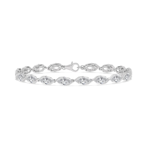 Nerissa angled marquise diamond line lab grown diamond bracelet in white gold - view 1