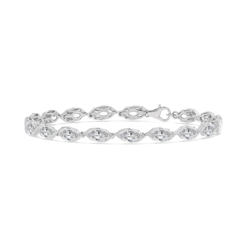 Nerissa angled marquise diamond line lab grown diamond bracelet in white gold - view 3
