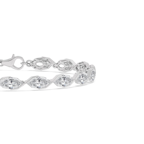 Nerissa angled marquise diamond line lab grown diamond bracelet in white gold - view 5
