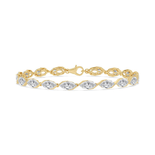 Nerissa angled marquise diamond line lab grown diamond bracelet in yellow gold - view 1