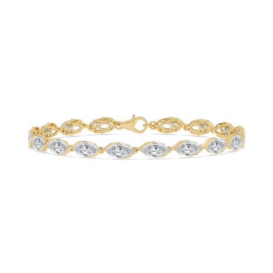 Nerissa angled marquise diamond line lab grown diamond bracelet in yellow gold - view 1