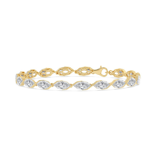 Nerissa angled marquise diamond line lab grown diamond bracelet in yellow gold - view 3