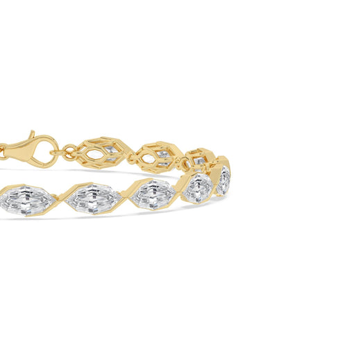 Nerissa angled marquise diamond line lab grown diamond bracelet in yellow gold - view 5