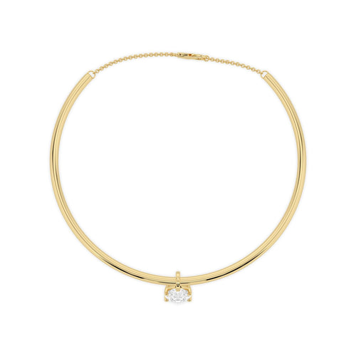 Nina oval drop bangle lab grown diamond bracelet in yellow gold - view 4