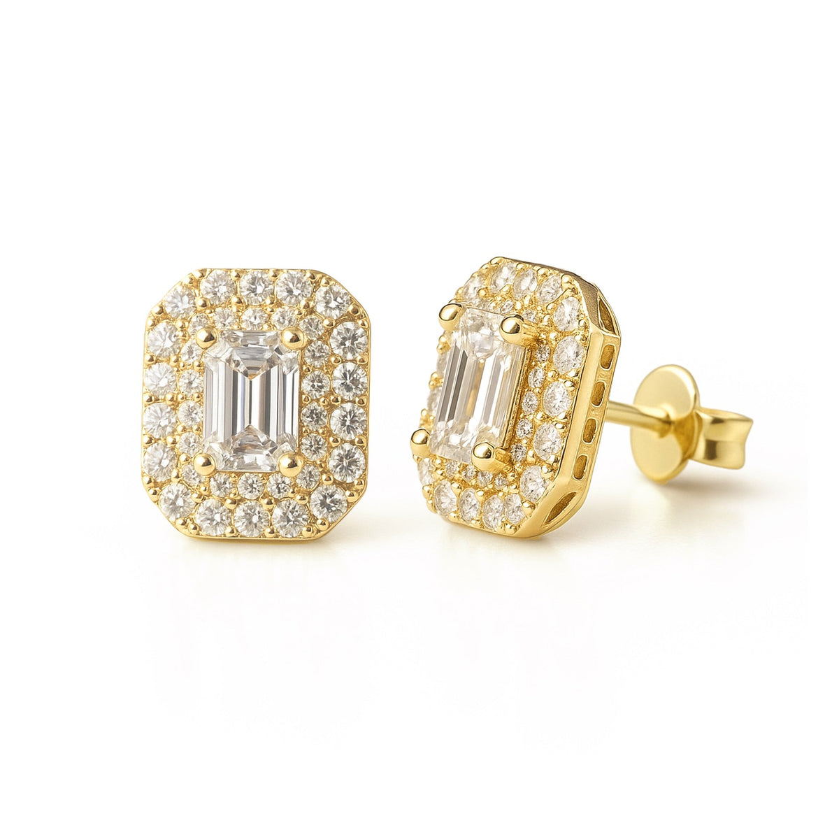 Clarabella Emerald-Cut Moissanite Earrings by Nura Lab