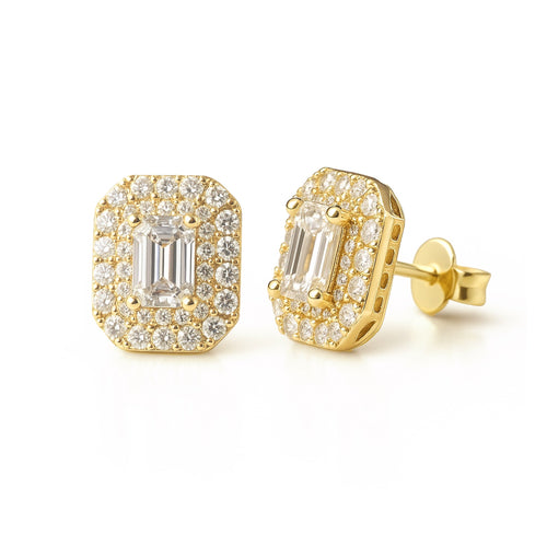 Clarabella Emerald-Cut Moissanite Earrings by Nura Lab