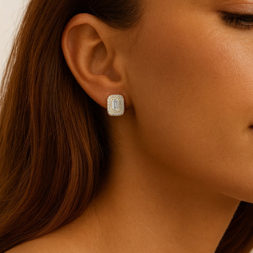 Clarabella Emerald-Cut Moissanite Earrings by Nura Lab