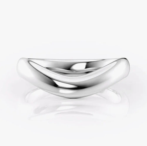 Breno - White Gold Men’s Curved Wedding Ring Raphana Jewellery