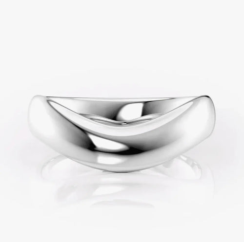 Breno - White Gold Men’s Curved Wedding Ring Raphana Jewellery