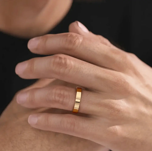 Men’s Engagement Ring 9K & 18K Gold • Platinum Plain Band Nura Lab