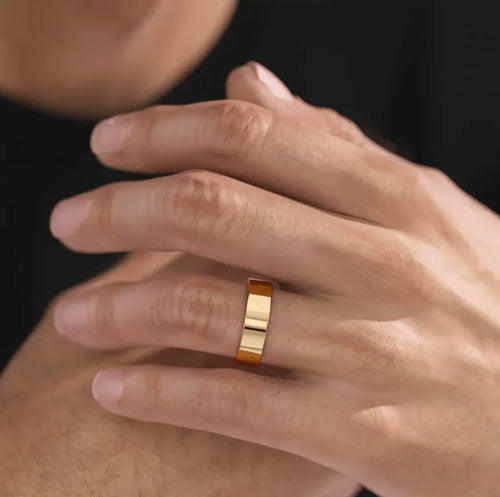 Men’s Engagement Ring 9K & 18K Gold • Platinum Plain Band Nura Lab